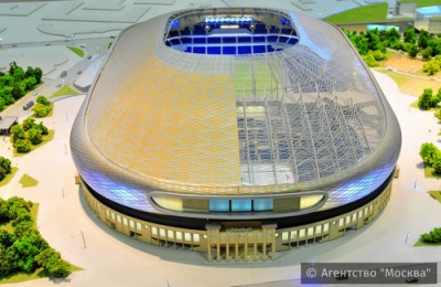 На фото макет реконструированного в рамках проекта «ВТБ Арена парк» стадиона «Динамо»
