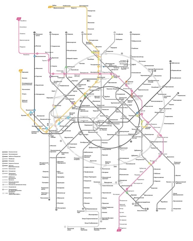 Карта диаметров москвы с метро